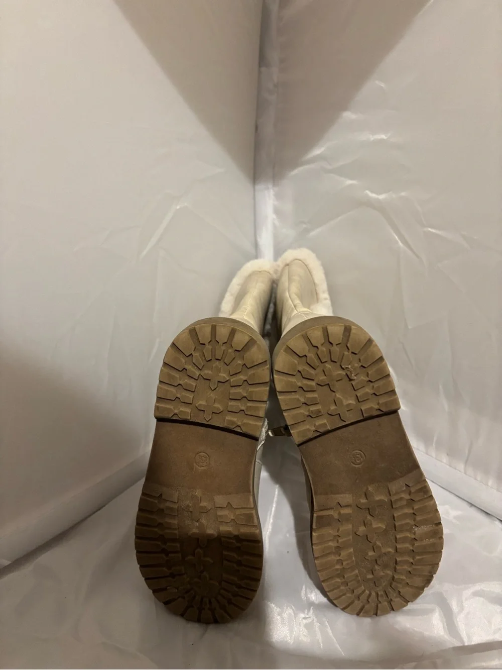 Kids Cream Faux-Shearling Winter Boots